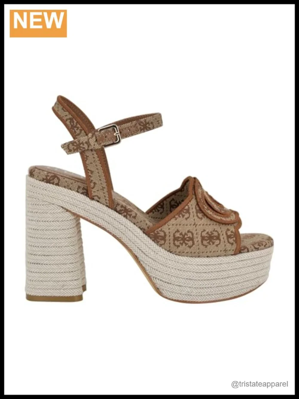 Esadrille Platform Block Heel Sandal with Ankle Strap and Buckle
